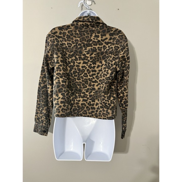 Aqua Bloomingdale's Cheetah Leopard Animal Print Denim Jacket EUC Size XS - Picture 7 of 8